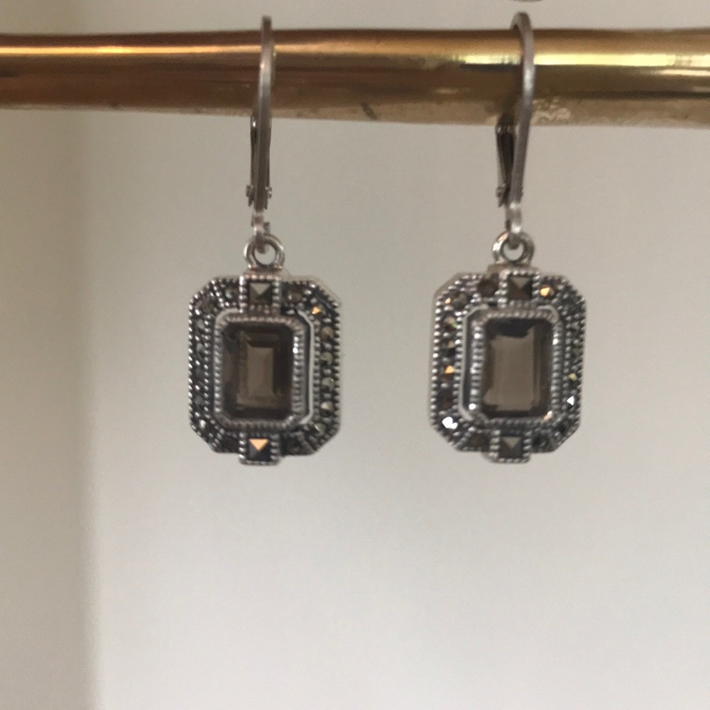 Sterling silver, smoky quartz earrings